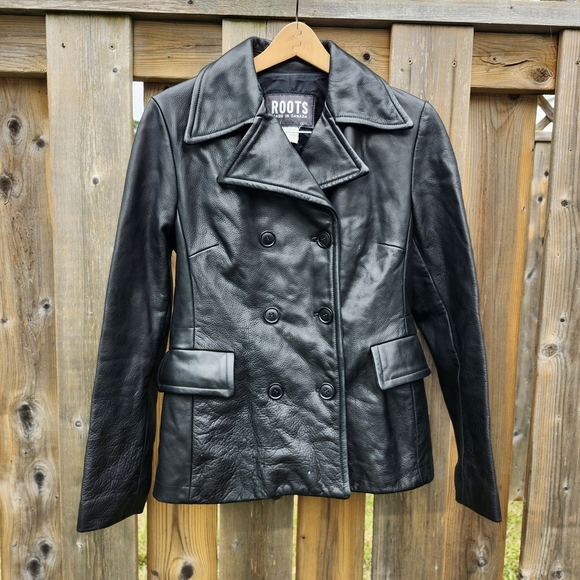 Roots Jackets & Blazers - Roots Black Leather Women's Jacket Woman's Size 6